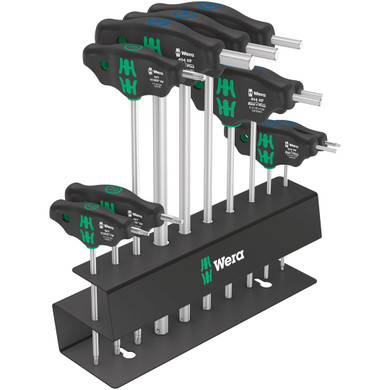 Wera Bicycle Set 6 10 Piece T-Handle Screwdriver Set W/ Rack
