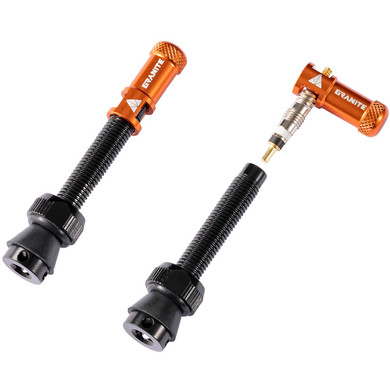 Granite Design Juicy Valve Cap Pair W/Tubeless Valve 80mm Orange