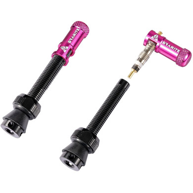 Granite Design Juicy Valve Cap Pair W/Tubeless Valve 80mm Pink