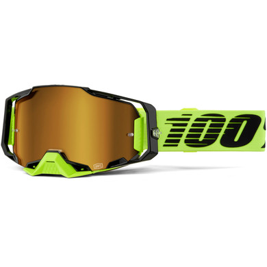 100% Armega Goggles Neon Yellow Mirror Gold