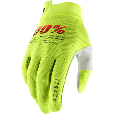 100% Itrack Youth Gloves Fluo Yellow
