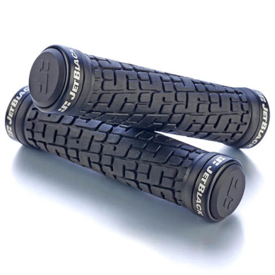 Jet Black Tack Lock On Grips Black W/Black Ring
