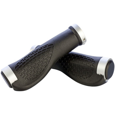Jet Black Ergo Lock On Grips Blk/ Silver Rings