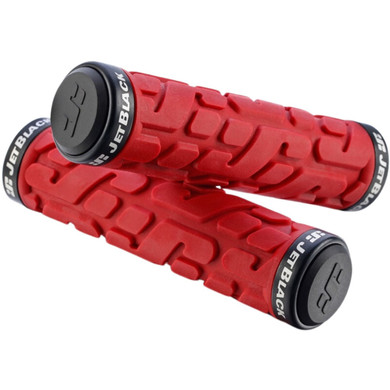Jet Black Rivet Lock On Grips Red/Blk
