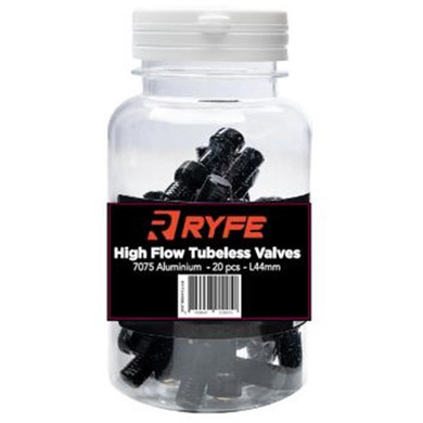 RYFE Tubeless High Flow Valves 44mm Black Jar 20pcs