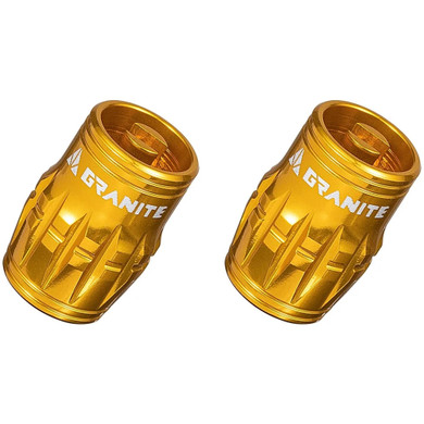 Granite Design Juicy CNC Schrader Valve Cap 2pc Gold