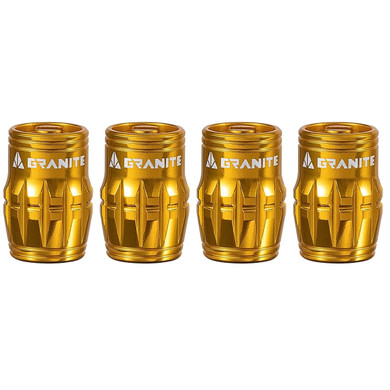 Granite Design Juicy CNC Schrader Valve Cap 4pc Gold