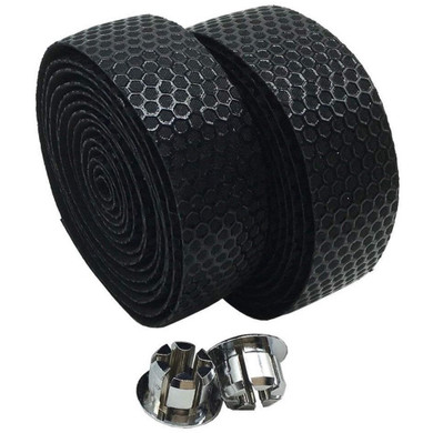 QBP Stealth PU Bar Tape W/Silicon Honeycomb Weave Top Black