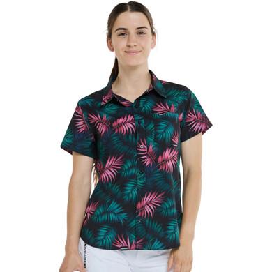 DHaRCO Womens Tech Party Shirt Dark Fern