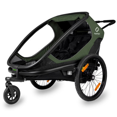 Hamax Outback Two Child Trailer w/ Recline Black/Green