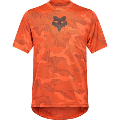 Orange jersey with camo pattern and grey fox head logo