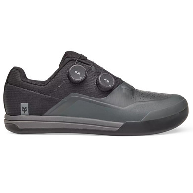 Black and grey mountain bike shoes with BOA retention system