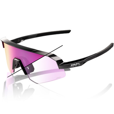 100% Slendale SL Sunglasses Gloss Black Purple Mirror Photochromic