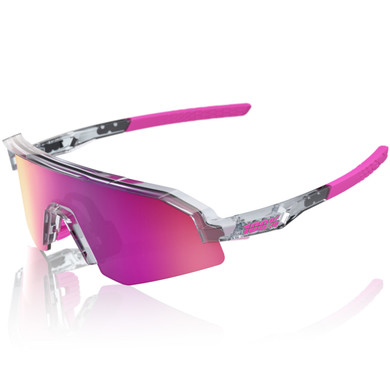 100% Slendale XS Sunglasses Polished Translucent Grey Purple Mirror