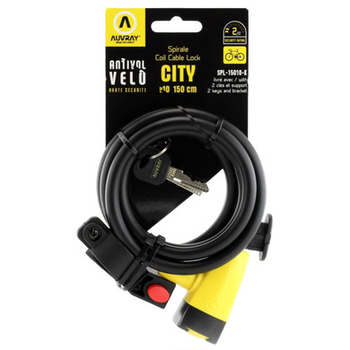 Auvray Spiral City Lock w/Mount 10mm x 150cm Black