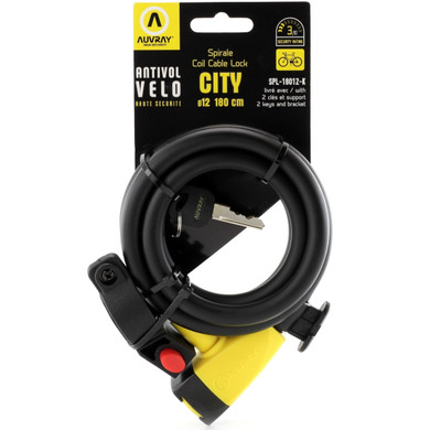 Auvray Spiral City Lock w/Mount 12mm x 180cm Black
