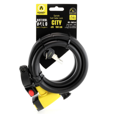 Auvray Spiral City Lock w/Mount 15mm x 150cm Black
