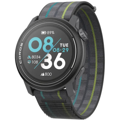 Black watch with grey, yellow and blue band