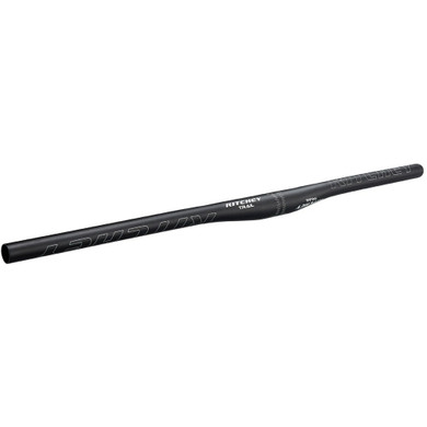 Flat black handlebar with white logos
