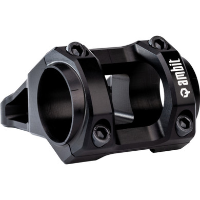 Black direct mount stem with white logos