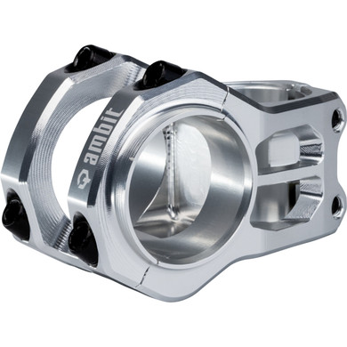 Silver stem with white logos