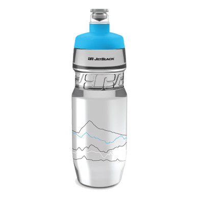 Transparent water bottle with blue lid