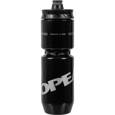 Black water bottle with grey logo