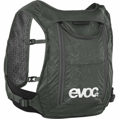 Green hydration pack with white logos