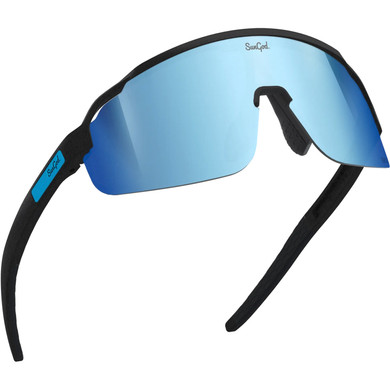 Sungod Forty2s Matte Black with Silver Blue Lens