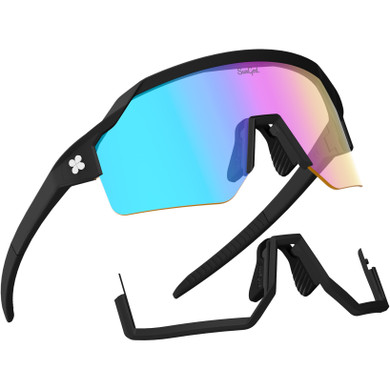 Sungod Vulcans Matte Black with Iris HV Blue Lens