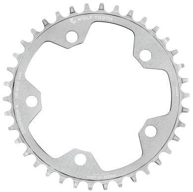 Wolf Tooth 110 BCD 5 Bolt Chainring Drop-Stop B Raw Silver