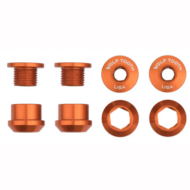 Wolf Tooth Set of 4 Chainring Bolts/Nuts for 1X Orange