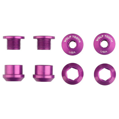Wolf Tooth Set of 4 Chainring Bolts/Nuts for 1X Ultraviolet Purple