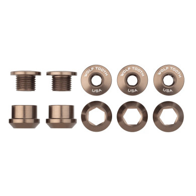 Wolf Tooth Set of 5 Chainring Bolts/Nuts for 1X Espresso