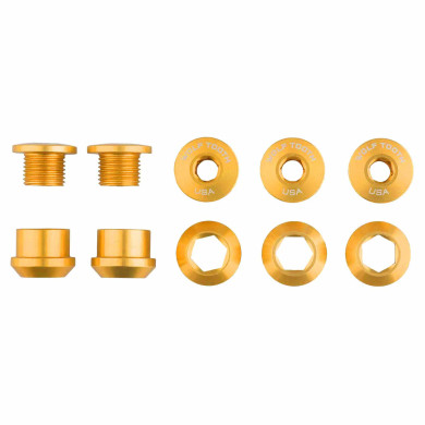 Wolf Tooth Set of 5 Chainring Bolts/Nuts for 1X Gold