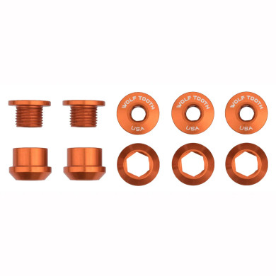 Wolf Tooth Set of 5 Chainring Bolts/Nuts for 1X Orange