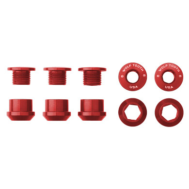 Wolf Tooth Set of 5 Chainring Bolts/Nuts for 1X Red