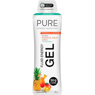 Pure Fluid Energy Gel 58g Tropical + Caffeine HASTA Certified