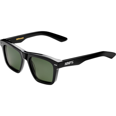 100% Atsuta Sunglasses Polished Black w/Grey-Green Lens