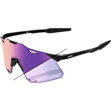100% Hypercraft Sunglasses Gloss Black w/Purple Mirror Photochromic