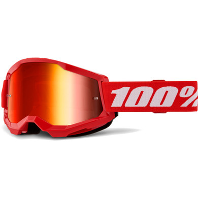 100% Strata 2 Goggles Red w/Mirror Red Lens