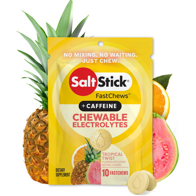 SaltStick Electrolyte FastChews Caffeinated Tropical Twist w/Caffeine 10 Chew Packet