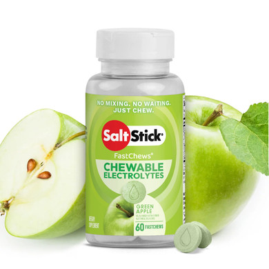 SaltStick Electrolyte FastChews Green Apple 60 Chew Bottle