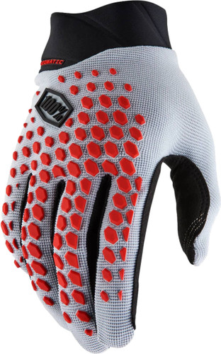100% Geomatic MTB Gloves Grey/Racer Red
