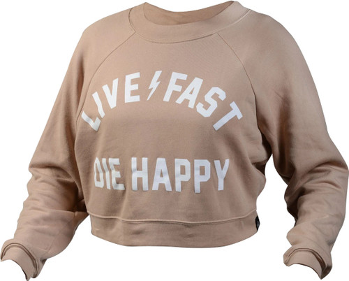 Fasthouse Women's Die Happy Cropped Pullover Heather Sand 2022
