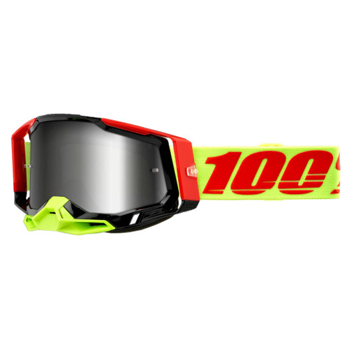 100% Racecraft 2 MTB Goggles Mirror Silver Lens Wiz Red