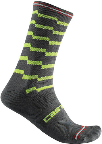 Castelli Unlimited 18 Socks Dark Grey/Electric Lime 2022