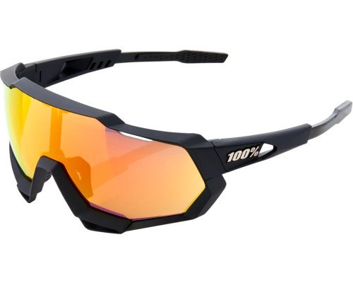 100% Speedtrap Sunglasses Soft Tact Black (HiPER Red Multilayer Mirror Lens)