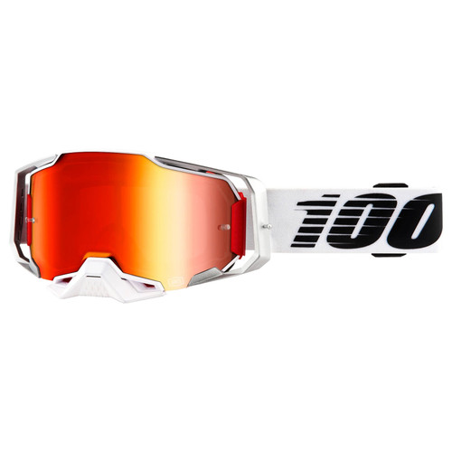 100% Armega MTB Goggles Mirror Red Lens Lightsaber White