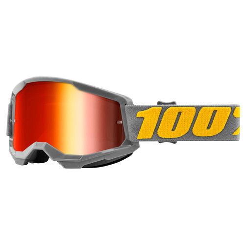 100% Strata 2 MTB Goggles Mirror Red Lens Izipizi Grey